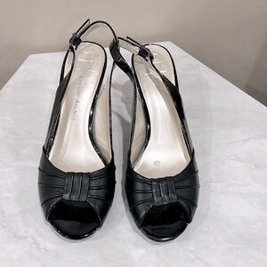 Etienne Aigner Black Peep-Toe Slingback Heels